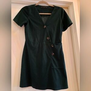 ZARA Dark Green Suede Dress Size Small